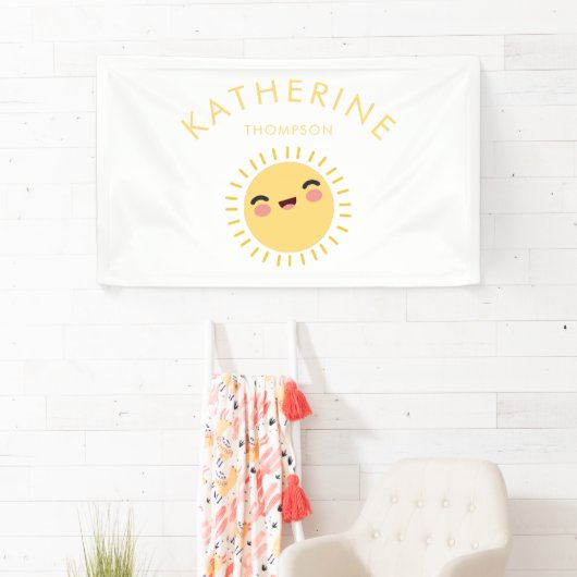 Cute Sun Baby's Nursery Name Kinder Room Wall Deco Spandoek (Insitu)