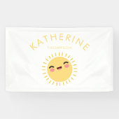 Cute Sun Baby's Nursery Name Kinder Room Wall Deco Spandoek (Horizontaal)