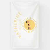 Cute Sun Baby's Nursery Name Kinder Room Wall Deco Spandoek (Verticaal)