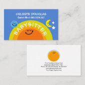 Cute Sun Babysit Earth Moon Stars Babysitter Visitekaartje (Voorkant / Achterkant)