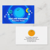 Cute Sun Babysit Slaapende Earth Moon Nanny Servic Visitekaartje (Voorkant / Achterkant)