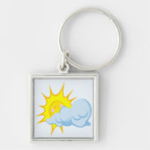 Cute Sun Behind a Cloud Sleutelhanger (Voorkant)