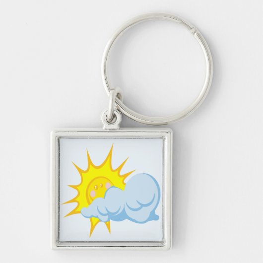 Cute Sun Behind a Cloud Sleutelhanger (Voorkant)