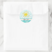 Cute Sun; Blauwgroen schade Ronde Sticker (Tas)