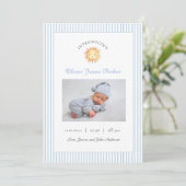 Cute Sun Blue Baby photo Birth  Aankondiging (Staand voorkant)