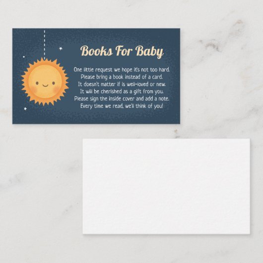 Cute Sun brengt boeken voor de Kaart van het tusse (Voorkant / Achterkant)