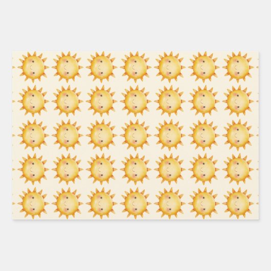 Cute Sun Bunny Flower Pattern Gift Wrap Inpakpapier Vel (Voorkant)