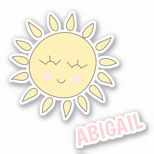 Cute Sun Cartoon - Persoonlijke Kinderen ticker Sticker (Voorkant)