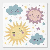 Cute Sun, Cloud, and Stars Illustration – Nursery  Behang (Voorkant)