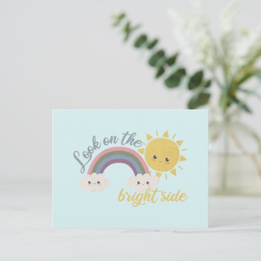 Cute Sun, Cloud & Rainbow: kijk op de heldere kant Briefkaart (Staand voorkant)