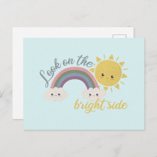 Cute Sun, Cloud & Rainbow: kijk op de heldere kant Briefkaart (Voorkant / Achterkant)