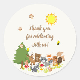 Cute Sun Colorful Woodland Animals Ronde Sticker