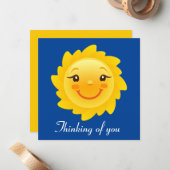 Cute sun denkend aan jou notitiekaartje (Voorkant / Achterkant in situ)