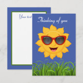 Cute sun denkend aan jou notitiekaartje (Voorkant / Achterkant)