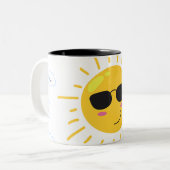 Cute Sun en Cloud Tweekleurige Koffiemok (Voorkant links)