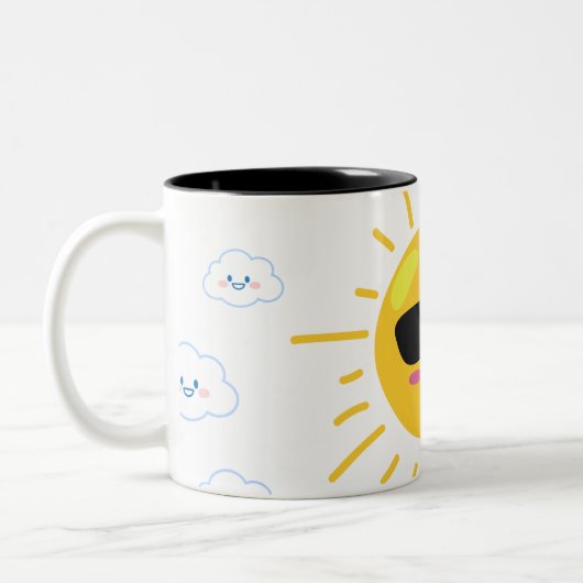 Cute Sun en Cloud Tweekleurige Koffiemok (Links)