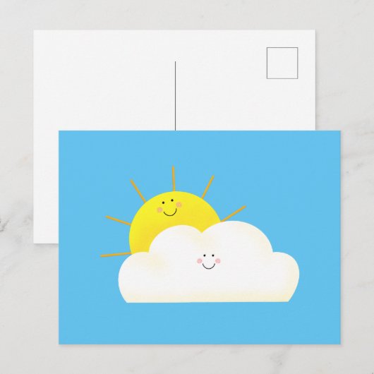 Cute Sun en Cloud Uitnodiging Briefkaart (Voorkant / Achterkant)