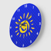 Cute Sun en Heart op blauw Grote Klok (Hoek)