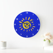 Cute Sun en Heart op blauw Grote Klok (Huis)