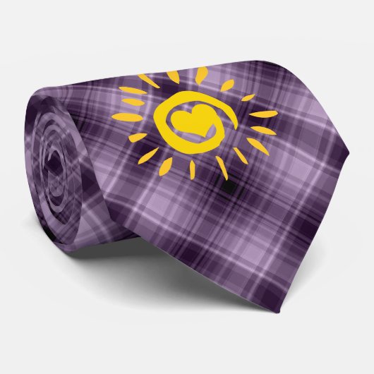 Cute Sun en Heart op Paarse betonplaat Stropdas (Opgerold)