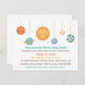 Cute Sun en Planets Baby shower Invitation Kaart (Voorkant / Achterkant)