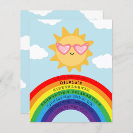 Cute Sun en Rainbow Budget Kinder Afstuderen Invit