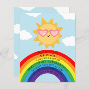 Cute Sun en Rainbow Budget Kinder Afstuderen Invit