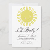 Cute Sun Floral Baby shower Invitation Kaart (Voorkant)