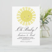 Cute Sun Floral Baby shower Invitation Kaart (Staand voorkant)
