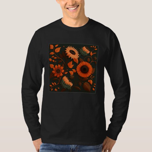 Cute Sun Flower Illustration Unique Leaf Plants Wo T-shirt (Voorkant)
