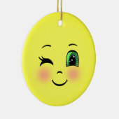 Cute Sun Happy Face Emoji Keramisch Ornament (Rechts)