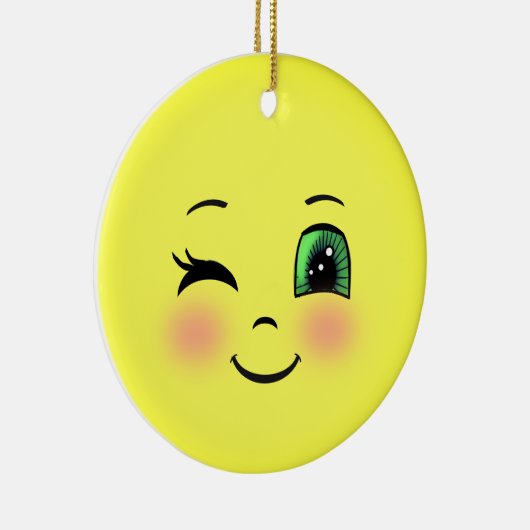 Cute Sun Happy Face Emoji Keramisch Ornament (Rechts)