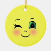 Cute Sun Happy Face Emoji Keramisch Ornament (Voorkant)