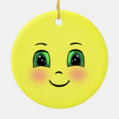 Cute Sun Happy Face Emoji Keramisch Ornament (Achterkant)