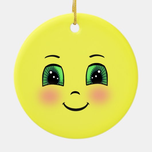 Cute Sun Happy Face Emoji Keramisch Ornament (Achterkant)