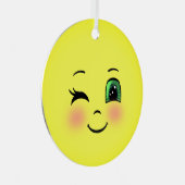 Cute Sun Happy Face Emoji Metalen Ornament (Voorkant Rechts)