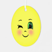 Cute Sun Happy Face Emoji Metalen Ornament (Voorkant links)