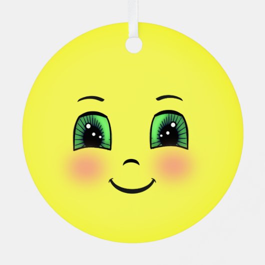 Cute Sun Happy Face Emoji Metalen Ornament (Achterkant)