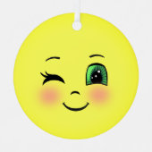 Cute Sun Happy Face Emoji Metalen Ornament (Voorkant)