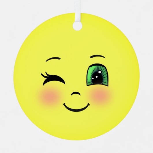 Cute Sun Happy Face Emoji Metalen Ornament (Voorkant)