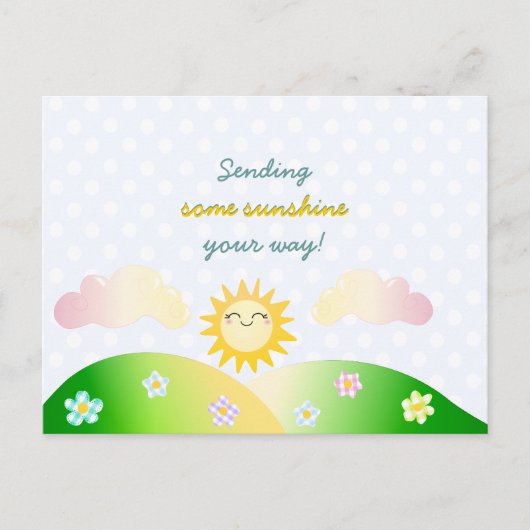Cute sun kawaii cartoon briefkaart (Voorkant)