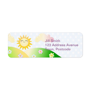 Cute sun kawaii cartoon etiket