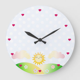 Cute sun kawaii cartoon grote klok