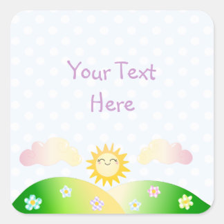 Cute sun kawaii cartoon vierkante sticker