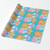 Cute Sun Moon and Cloud Pattern Wrapping Paper Cadeaupapier (Uitgerold)