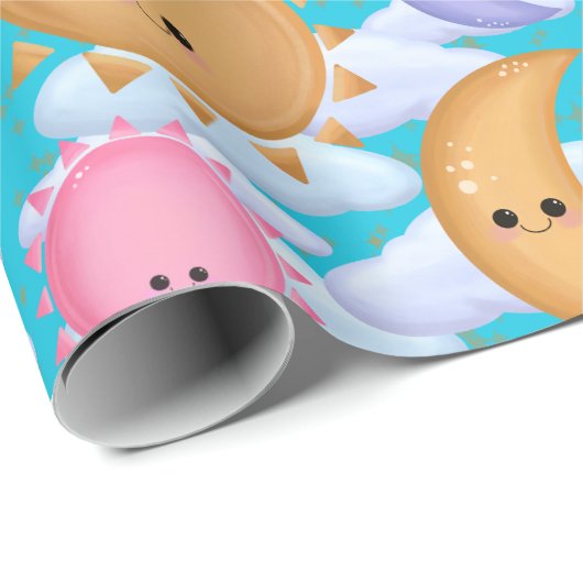 Cute Sun Moon and Cloud Pattern Wrapping Paper Cadeaupapier (Rol Hoek)
