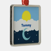 Cute Sun Moon en Stars Baby Illustration Metalen Ornament (Rechts)