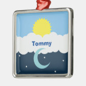 Cute Sun Moon en Stars Baby Illustration Metalen Ornament (Links)