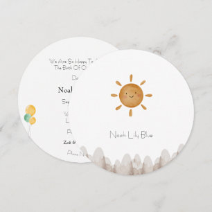 Cute Sun Mountains Baby Announcement Card Kaart