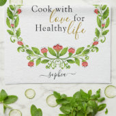 Cute Sun Red Flowers, gepersonaliseerd Theedoek (Gevouwen)